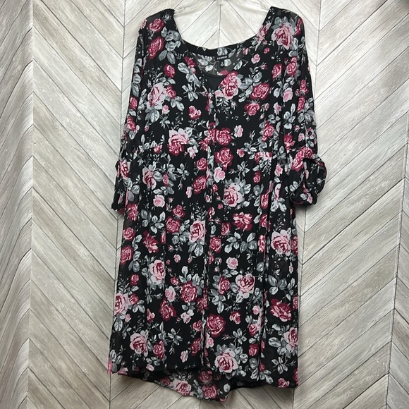 Torrid sheer chiffon black floral shirt dress size 2x - Picture 3 of 8